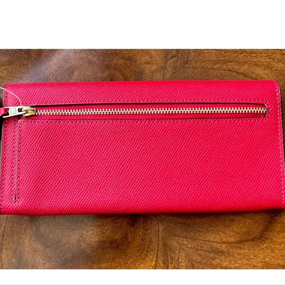 NWT Coach Candy Apple Red Crossgrain Leather Slim Envelope WYN Soft Wallet - Picture 4 of 5